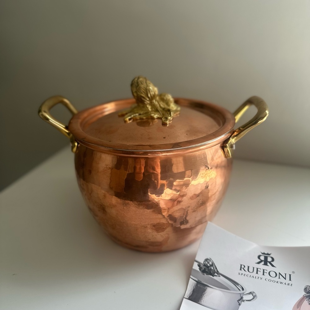 Ruffoni Historia Hammered Copper Stock Pot with Artichoke Knob